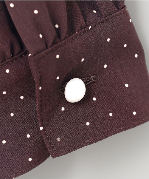 【洗える】フェミニッシュパウダー dots ボウタイ ブラウス ブラウス シャツ 「洗える」フェミニッシュパウダー dots