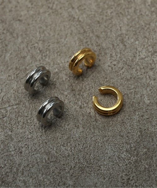 イヤーカフ 金属アレルギー対応 ニュアンスデザインイヤーカフ 両耳用 サージカルステンレス レディースの画像