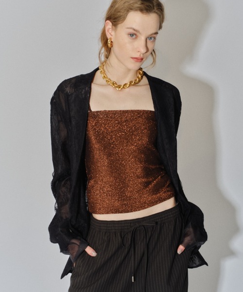 チューブトップ ベアトップ 2way glitter camisole / カップ付き