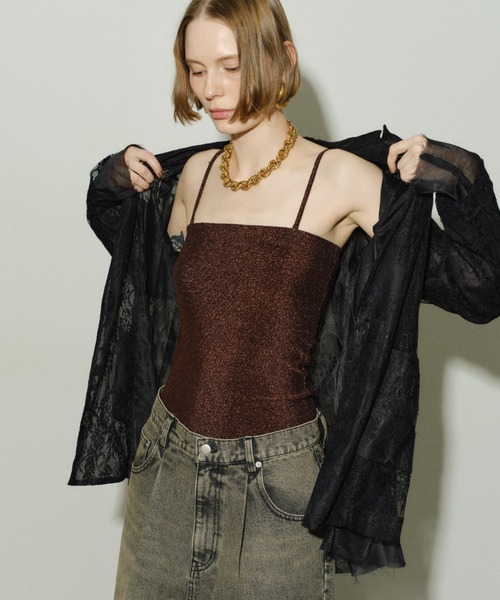 チューブトップ ベアトップ グリッターベアトップ チューブトップ ベアトップ 2way glitter camisole / カップ付き