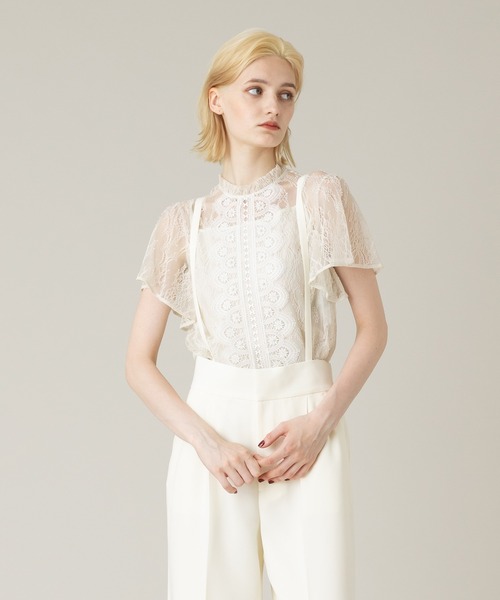 シャツ ブラウス 「LOULOU WILLOUGHBY」レースオンレースフレア袖 