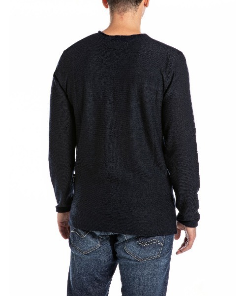 REPLAY BLUE JEANS リプレイ 圧縮 ニット ウール Pコート インサイドフェードコットンニット UK6147．000