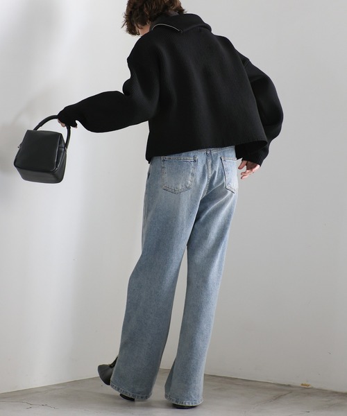 ★SEA NY★ Abbie の長袖ニットトップス ホワイト★送関込 セール】チェーンレースアップ 襟付きニットトップス（ニット