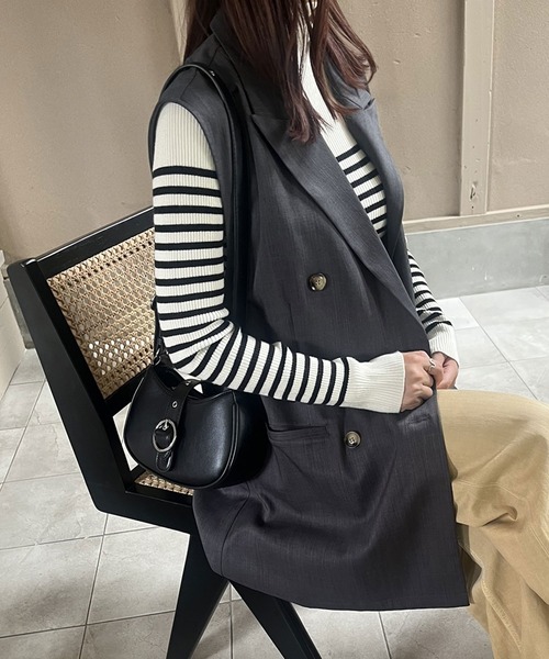 ベスト ジレ ダブルボタンベスト レディース