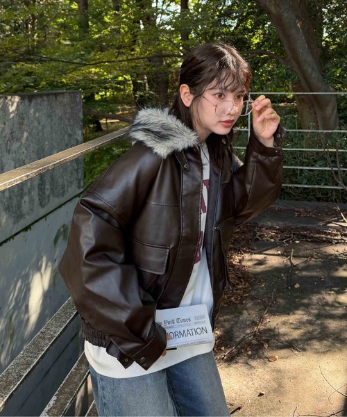 AS KNOW AS（アズノゥアズ） ブルゾン アウター 取り外し可能 ファー衿