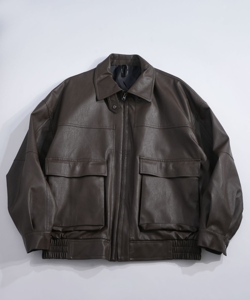 ブルゾン アウター Vintage-like synthetic leather A-2 jacket