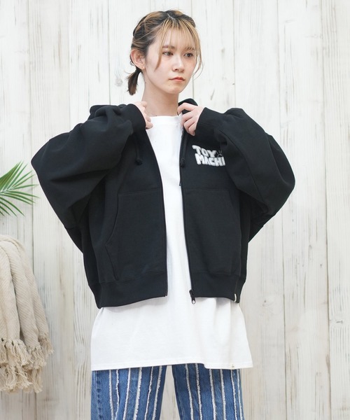 パーカー 「ムラサキスポーツ限定」TOY MACHINE/トイマシーン ビックシルエット ジップアップ バックプリント MTMPFSW14 レディース