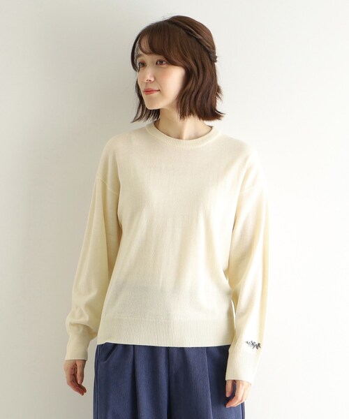 LAURA ASHLEY ニット セーター 「ウール混／袖刺繍／4colors
