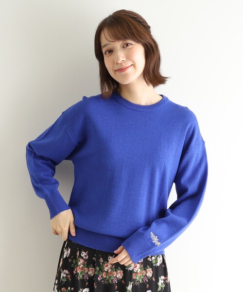 90s LAURA ASHLEY 変則編み ロールネック ウールニット 古着 LAURA ASHLEY ニット セーター 「ウール混／袖刺繍／4colors