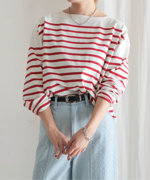 tシャツ パネルボーダー　バスクシャツ レディース