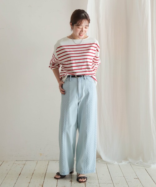 tシャツ パネルボーダー バスクシャツ レディース NOMBRE IMPAIR tシャツ パネルボーダー バスクシャツ レディース