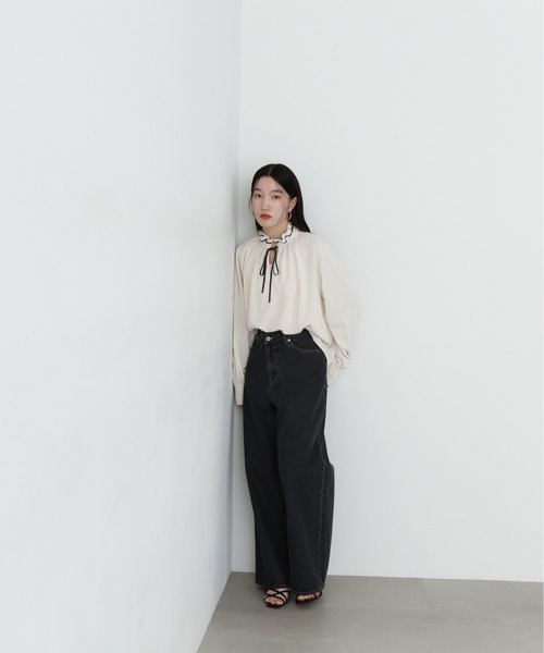 N.Natural Beauty Basic ブラウス シャツ バイカラーリボンとろみ 