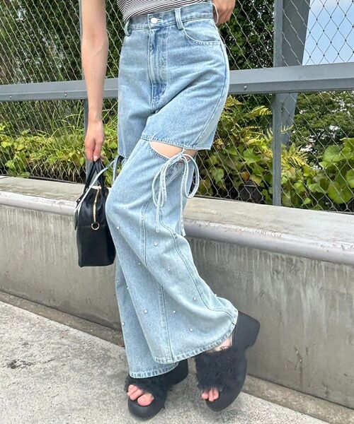 ミスミー　レディース　デニムジーンズ　サイズ29 ビジュー付 Fleur Glass Straight Jeans | Only $101.15 | Med/Dark Wash