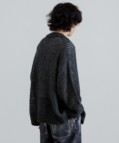 SINSS ポロシャツ Mesh knit polo cardigan / メッシュニットポロ