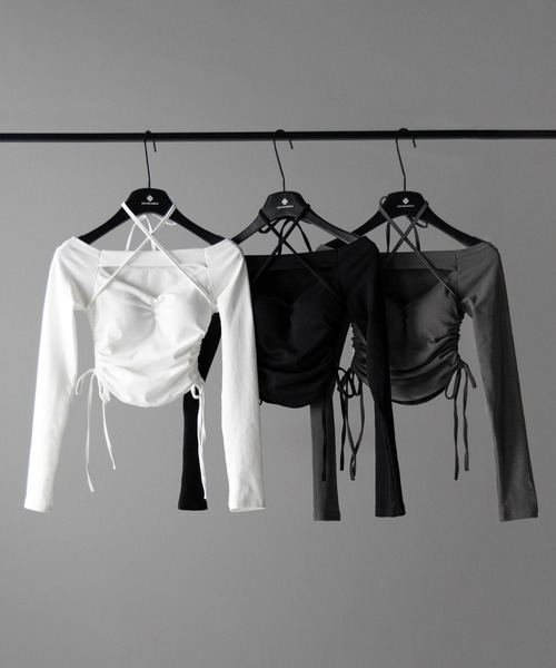 me+em select tシャツ 「 2WAY 」クロスストラップリボンカット