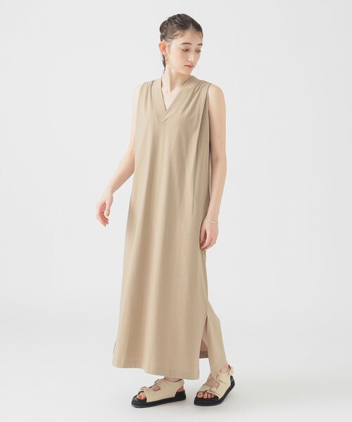 B：MING by BEAMS ワンピース Vネック マキシ ワンピース（S〜M