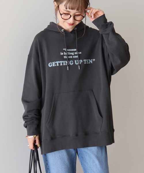 AMERICAN HOLIC パーカー フロッキーロゴプリント裏毛パーカー 