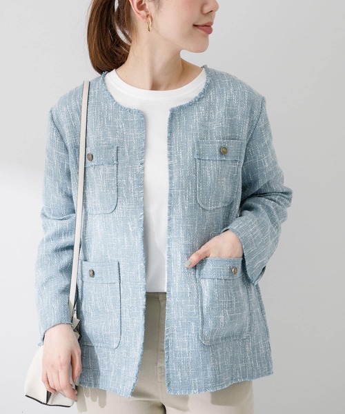 「URBAN RESEARCH Sonny Label」 ツイードジャケット FREE アイボリー レディース_画像5