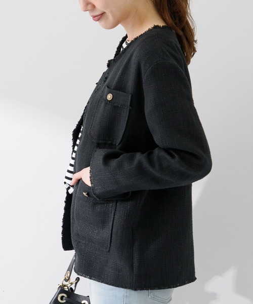 「URBAN RESEARCH Sonny Label」 ツイードジャケット FREE アイボリー レディース_画像7
