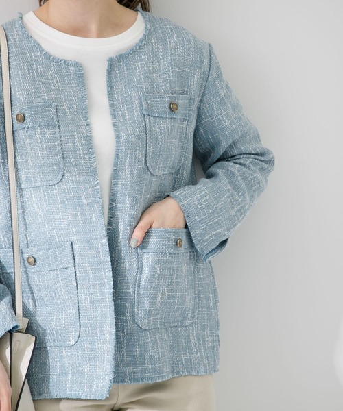 「URBAN RESEARCH Sonny Label」 ツイードジャケット FREE アイボリー レディース_画像8