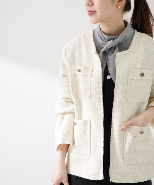 「URBAN RESEARCH Sonny Label」 ツイードジャケット FREE アイボリー レディース_画像9