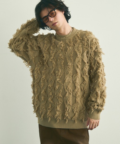 Whim Gazette フリンジ付きオーバーサイズニット Shoowtime セーター ニット Fringe design oversized knit