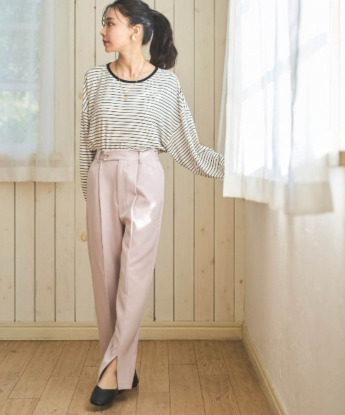 サンエスティバン　1206065 オプションお写真2枚目掲載 センタープレスサイドスリットワイドスラックスパンツ