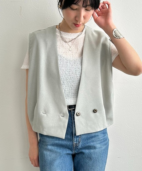 ベスト ジレ バルーンダブルベスト レディース