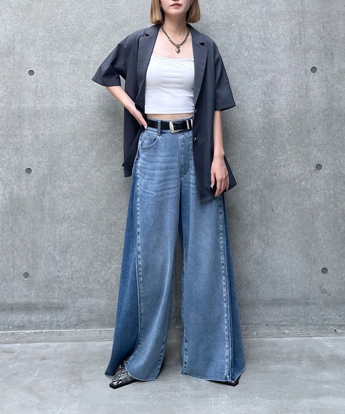 PAGEBOY シアーブリーチデニムスカートブルー Sサイズ PAGEBOY（ページボーイ）の「シアーブリーチデニムスカート