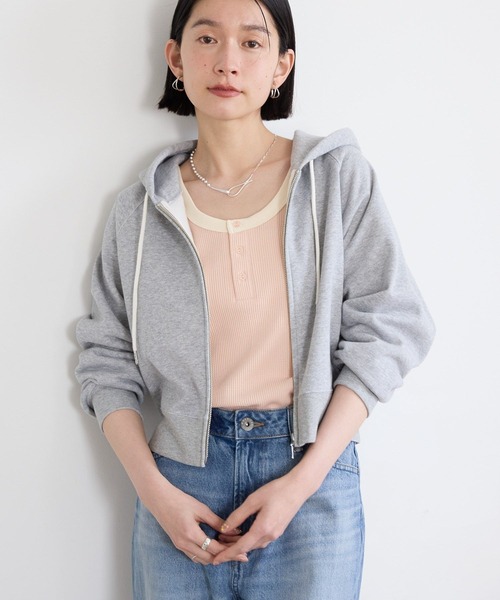 AMERICAN HOLIC トレーナー スウェット ラメミニ裏毛ショートZIP