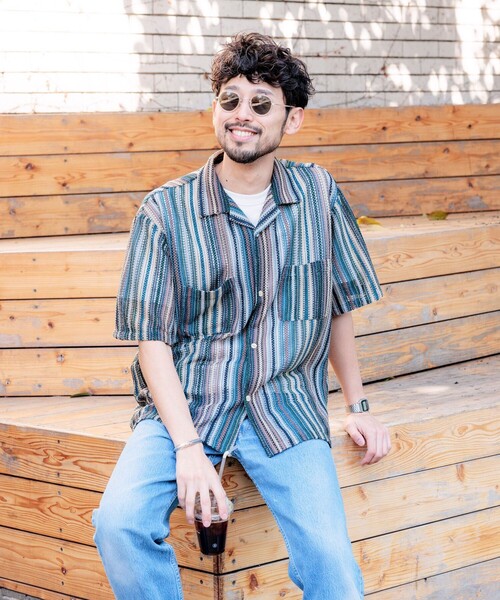 stussy マルチカラーストライプ　オープンカラーシャツ FREAK'S STORE シャツ FREAK'S STORE/フリークスストア レース