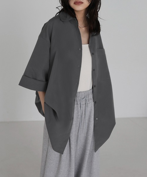 ブラウス シャツ Form half sleeve シャツ レディース hellam ブラウス シャツ ハーフスリーブオーバーシャツ