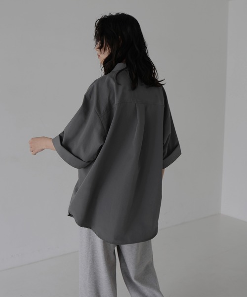 ブラウス シャツ HALF SLEEVE SHORT SHIRT レディース hellam ブラウス シャツ ハーフスリーブオーバーシャツ