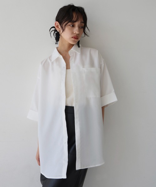 ブラウス シャツ WIDE RELAX HALF SLEEVE SHIRT/ワイドリラックスハーフスリーブシャツ レディース hellam ブラウス シャツ ハーフスリーブオーバーシャツ