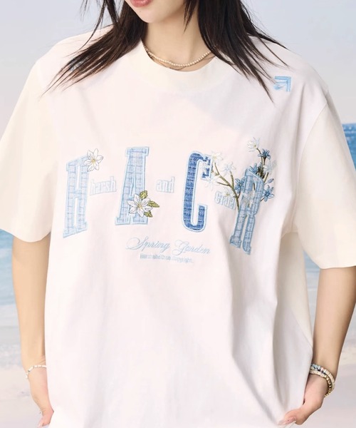 HARSH AND CRUEL 花柄 刺繍 ロゴ Tシャツ 半袖 新作 男女兼用 HARSH AND CRUEL 】 ハーシュアンドクルーエル 正規品 男女兼用