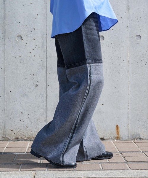 epnok ワイドパンツ ジーンズ インサイドアウトワイドデニムパンツ 