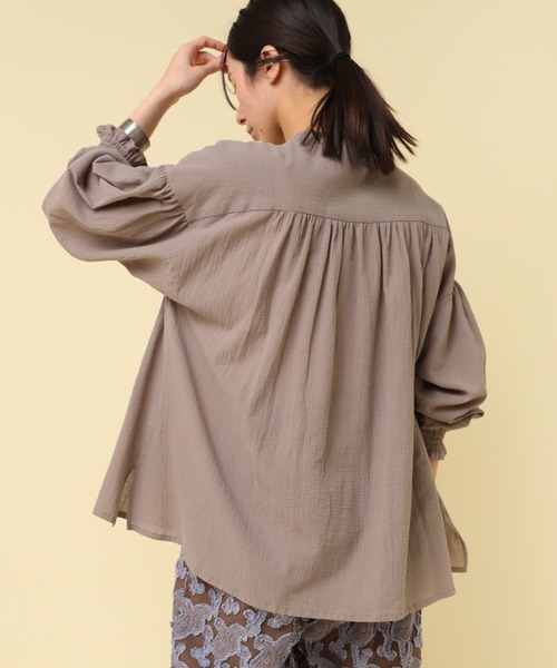 ブラウス シャツ B2876 コットンガーゼギャザーシャツ レディース RNA-N ブラウス シャツ B2876 コットンガーゼギャザーシャツ