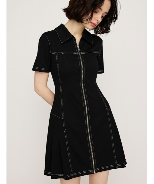 SLY ワンピース FRONT ZIP SIDE PLEATS S/OP フロントジップ