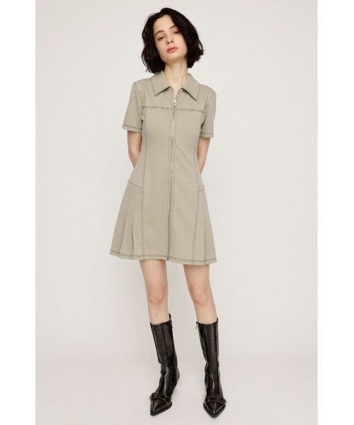 SLY ワンピース FRONT ZIP SIDE PLEATS S/OP フロントジップ