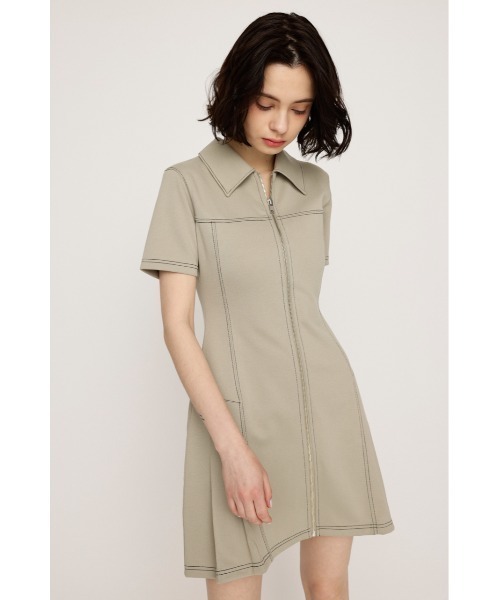 SLY ワンピース FRONT ZIP SIDE PLEATS S/OP フロントジップ