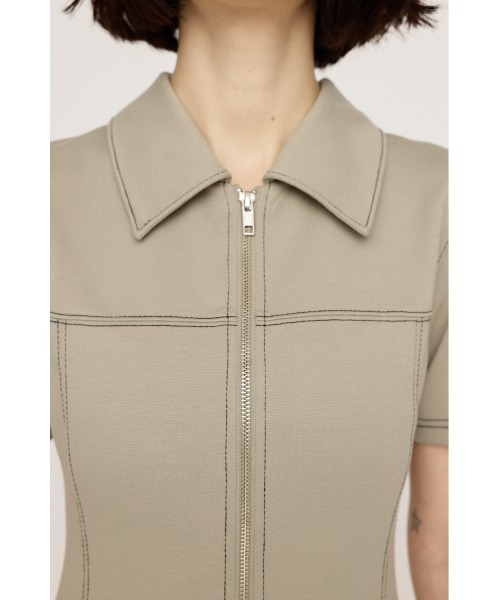 【 最終セール中 】フロントジップ サイドプリーツ ショート ワンピース SLY SLY ワンピース FRONT ZIP BACK OPEN S/OP フロント ジップ