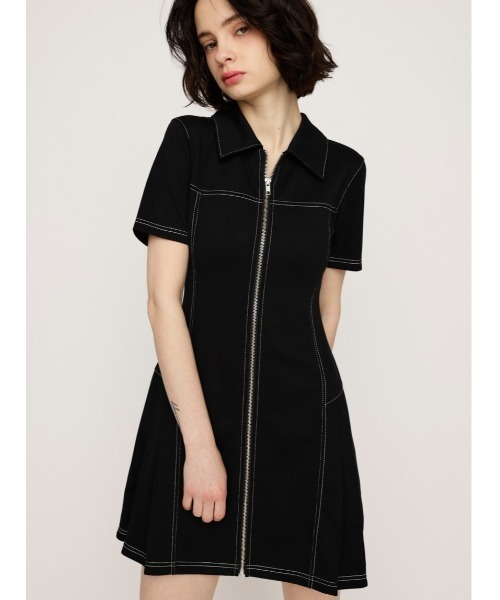 SLY ワンピース FRONT ZIP SIDE PLEATS S/OP フロントジップ