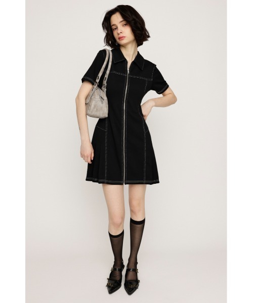 【 最終セール中 】フロントジップ サイドプリーツ ショート ワンピース SLY SLY ワンピース FRONT ZIP SIDE PLEATS S/OP フロントジップ