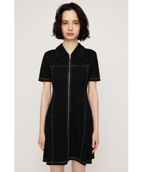 SLY（スライ） ワンピース 半袖 FRONT ZIP SIDE PLEATS S/OP フロント