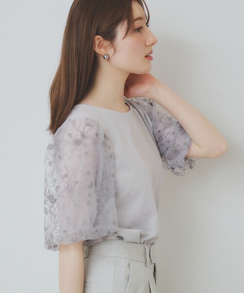 tシャツ 「マシンウォッシュ」レーススリーブTシャツ レディース ねこプリントTシャツ【洗濯機洗い可】（2002506886