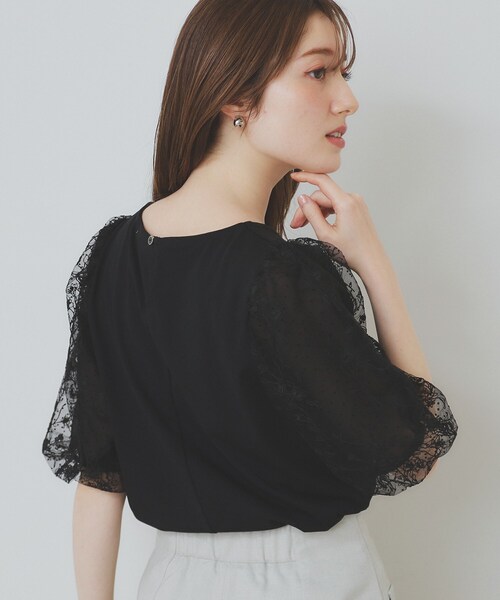 tシャツ バルーンスリーブカットソー/接触冷感/洗える レディース OFUON tシャツ バルーンスリーブカットソー/接触冷感/洗える