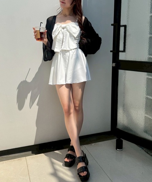 フロントリボンシアーカーディガン4点セット one after another NICE CLAUP 水着 swimwear/フロントリボン+