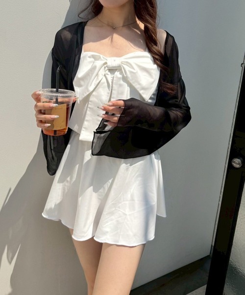 NICE CLAUP swimwearフロントリボン+シアーカーディガン swimwear/フロントリボン+シアーカーディガン/4点セット（水着