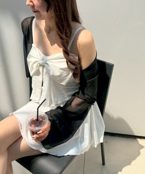 フロントリボンシアーカーディガン4点セット one after another NICE CLAUP 水着 swimwear/フロントリボン+