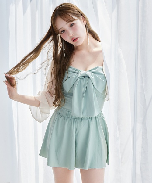 フロントリボンシアーカーディガン4点セット one after another NICE CLAUP 水着 swimwear/フロントリボン+